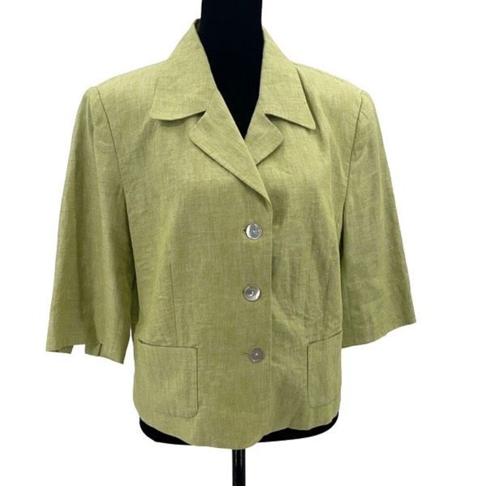 Trousers Etc. Womens Linen Blend‎ Button Front Notch Blazer Size 10